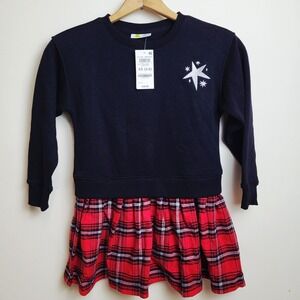 Epic‎ Threads Girls XS 5-6 Black Plaid Dress Tunic Top Star Sparkle Holiday